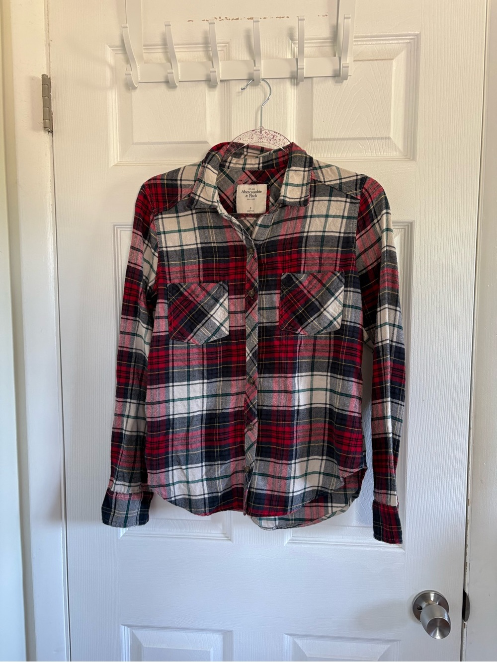 Abercrombie & Fitch Red and White Plaid Button-Down Shirt